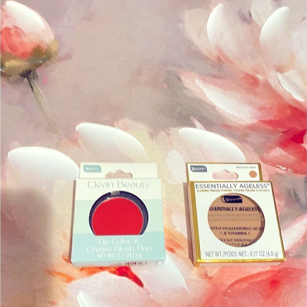 🛍️B-Pure Clean Beauty lip color cream Blush Duo & Essentially Ageless powder💥